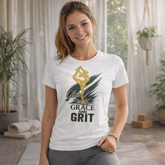 Women's Glitter, Grace & Grit Figure Skating T-Shirt White