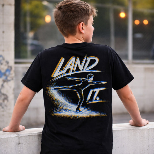 Youth Land It Too Figure Skating T-Shirt XL