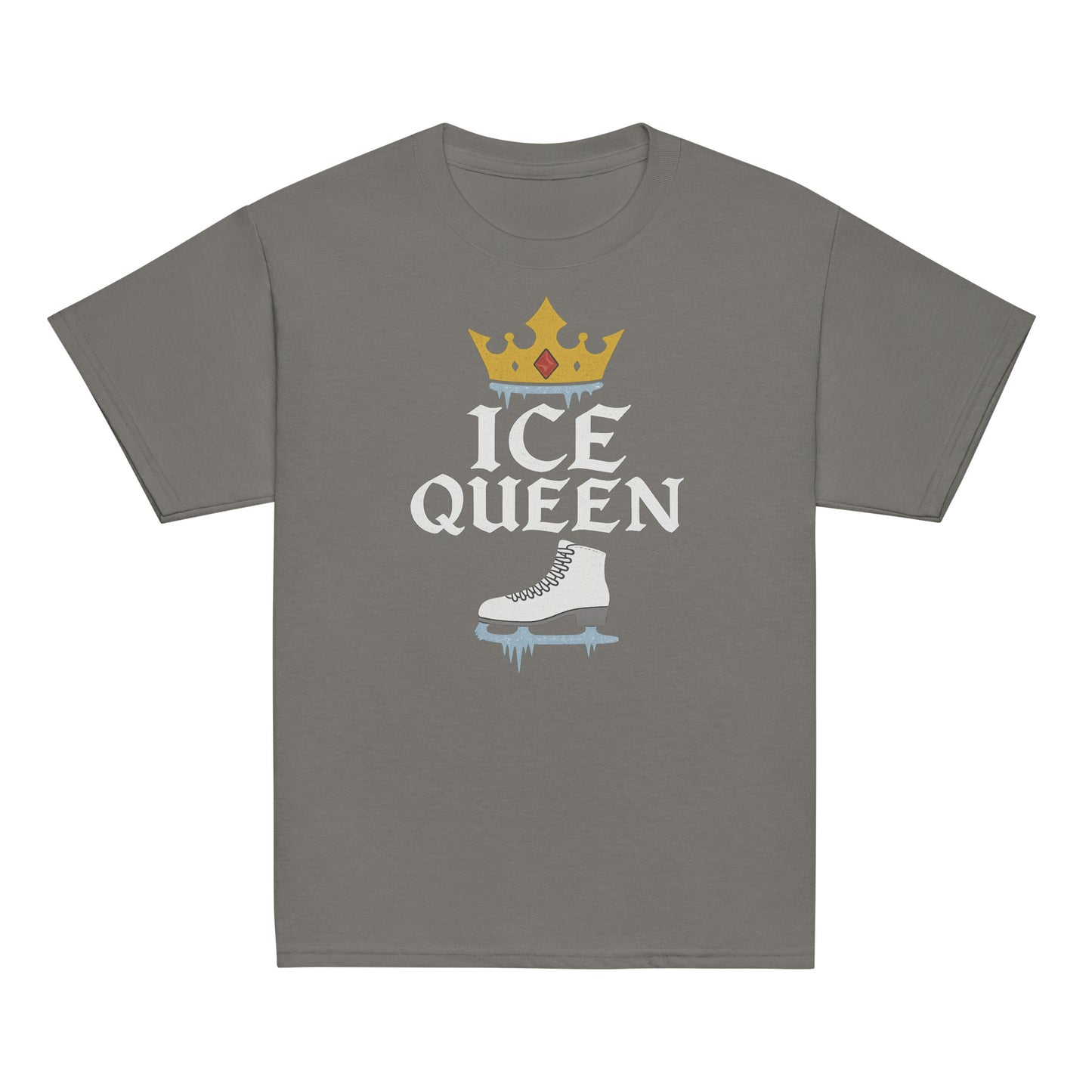 Youth Ice Queen Figure Skating T-Shirt Charcoal