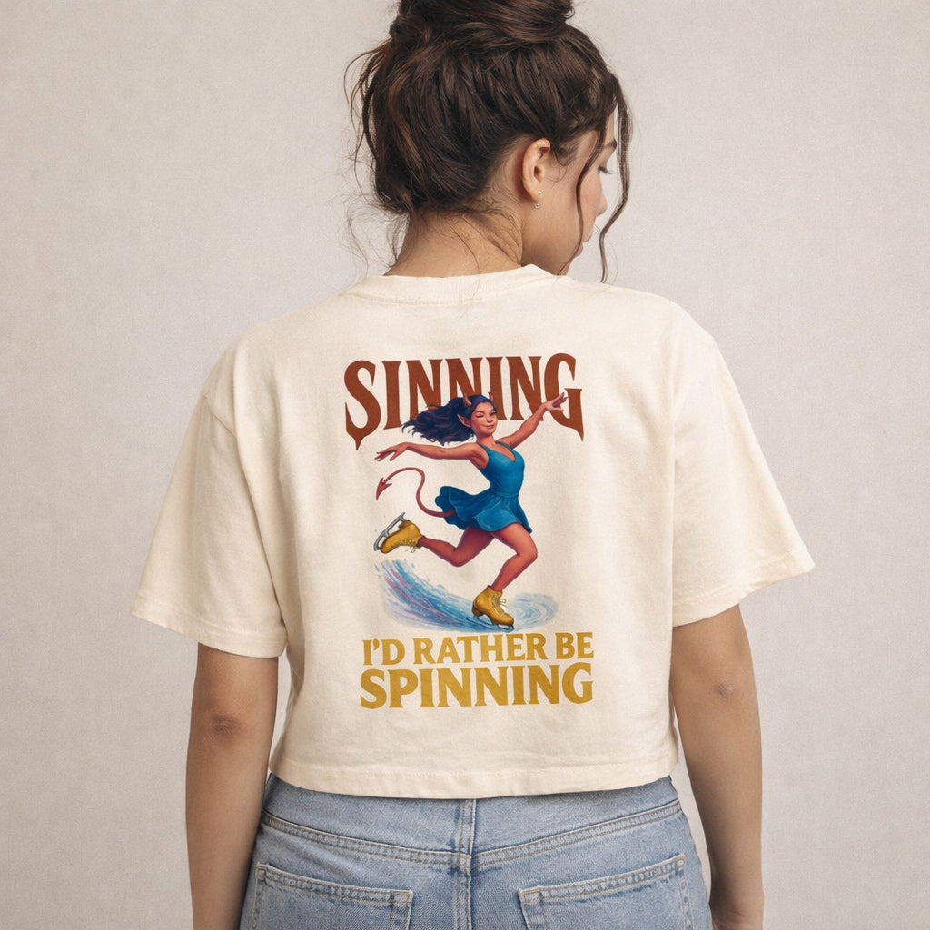 Women's Rather Be Spinning Boxy Figure Skating T-Shirt 2XL