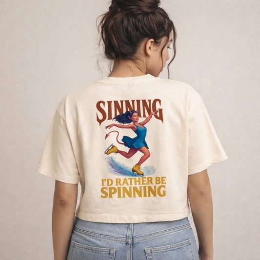 Women's Rather Be Spinning Boxy Figure Skating T-Shirt 2XL