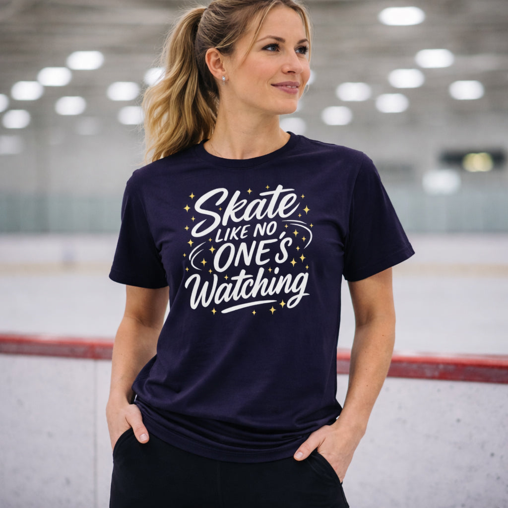 Women's Skate Like No One’s Watching Figure Skating T-Shirt Navy