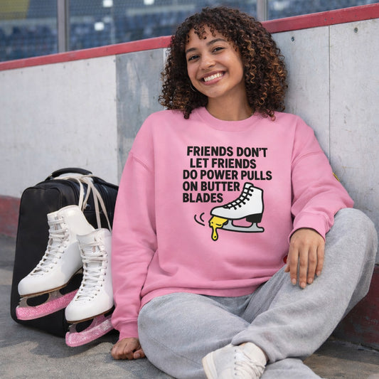 Women's Butter Blades Beware Organic Figure Skating Sweatshirt Bubble Pink