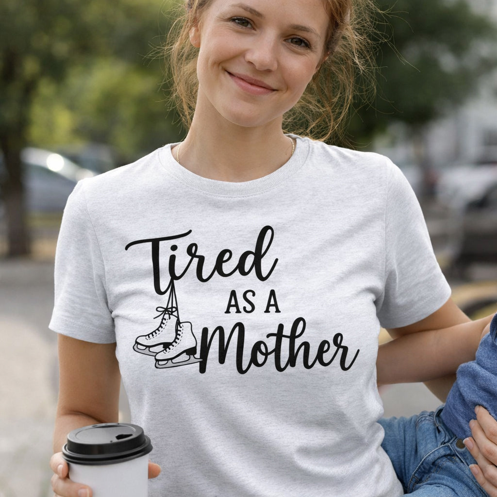Women’s Tired as a Mother Ribbed Neck T-Shirt Cool Heather Grey
