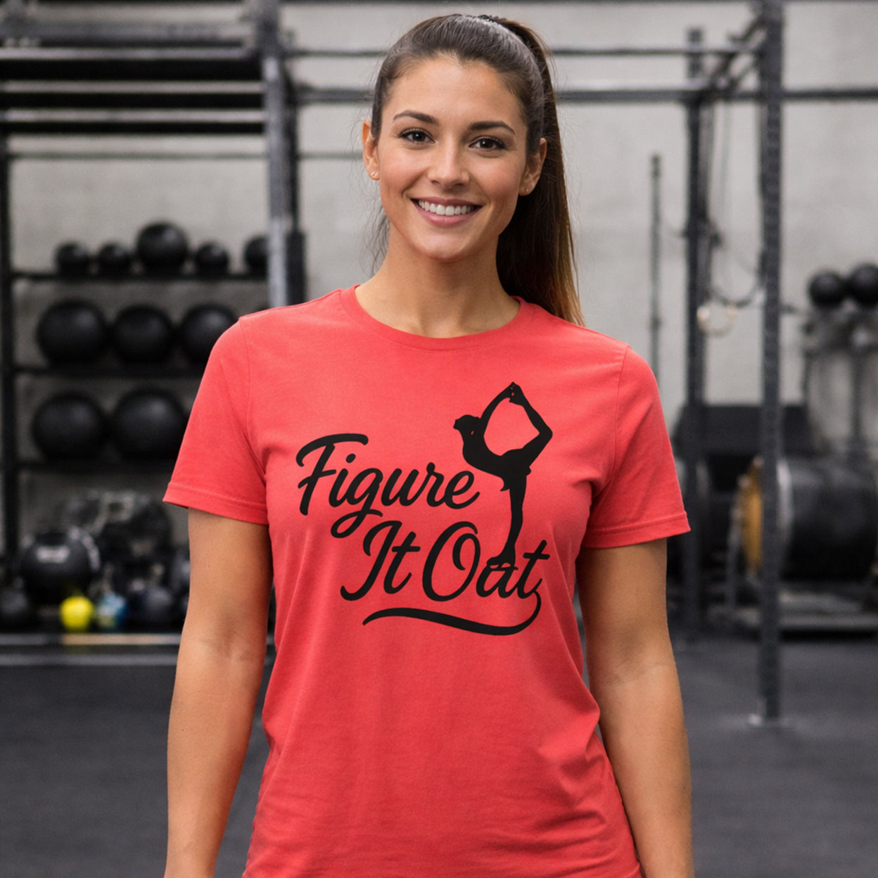 Women's Figure it Out Skating T-Shirt Heather Red