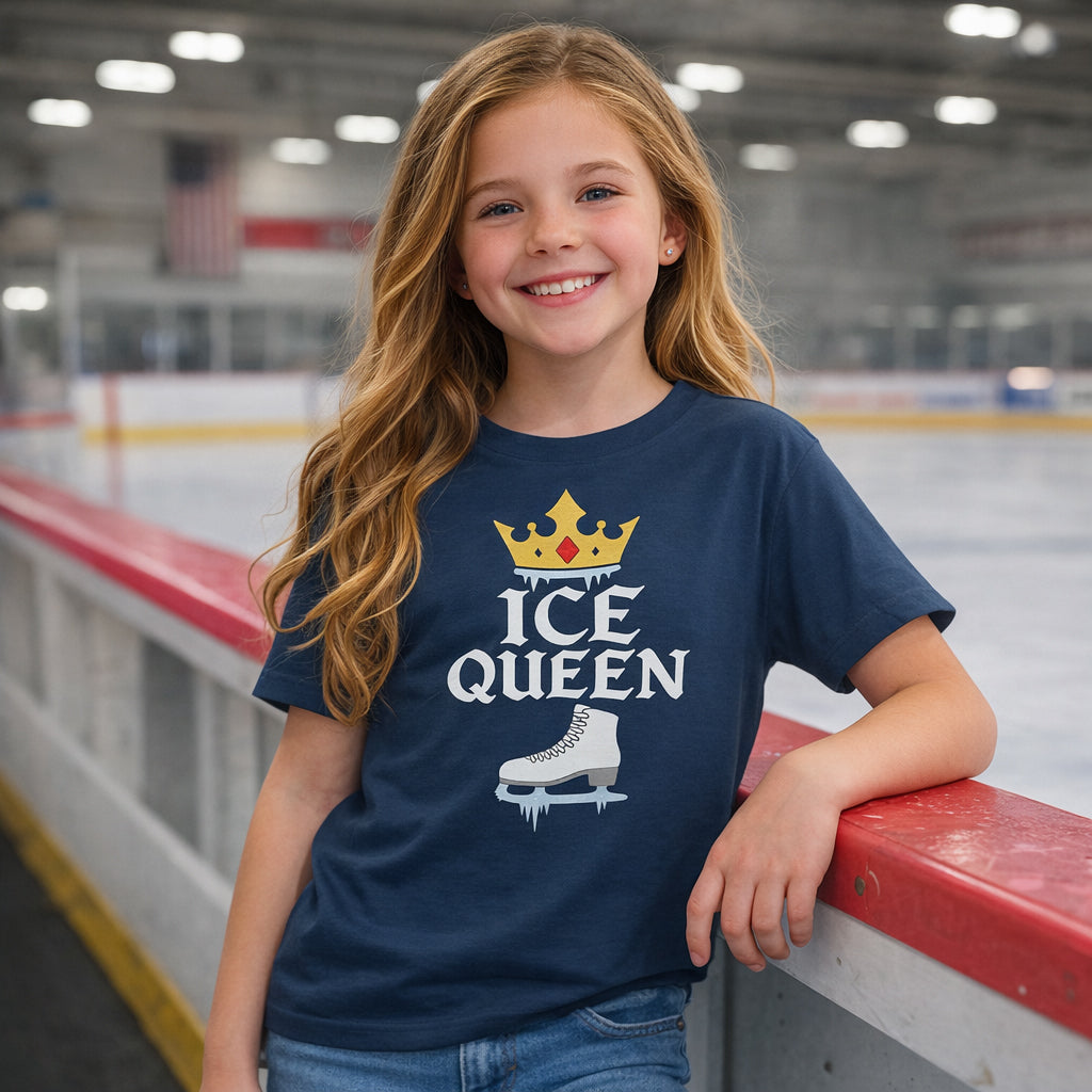 Youth Ice Queen Figure Skating T-Shirt Navy