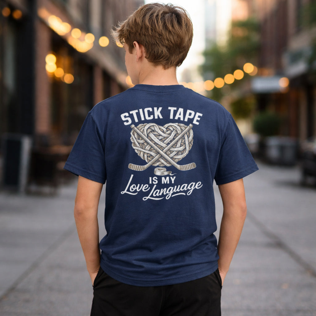 Youth Love Language Hockey T-Shirt Navy