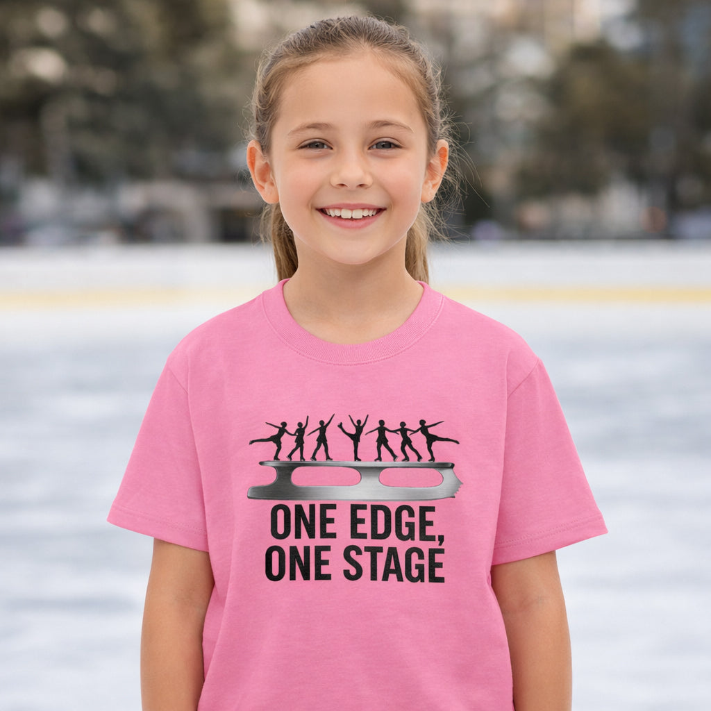 Youth One Edge, One Stage Figure Skating T-Shirt Azalea