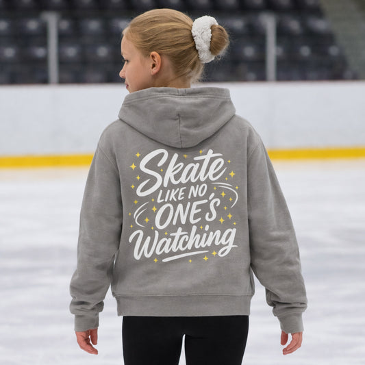 Youth Skate Like No One's Watching Figure Skating Hoodie Grey