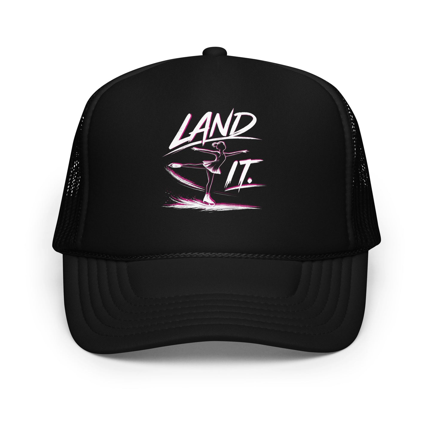 Land It Figure Skating Trucker Hat Black