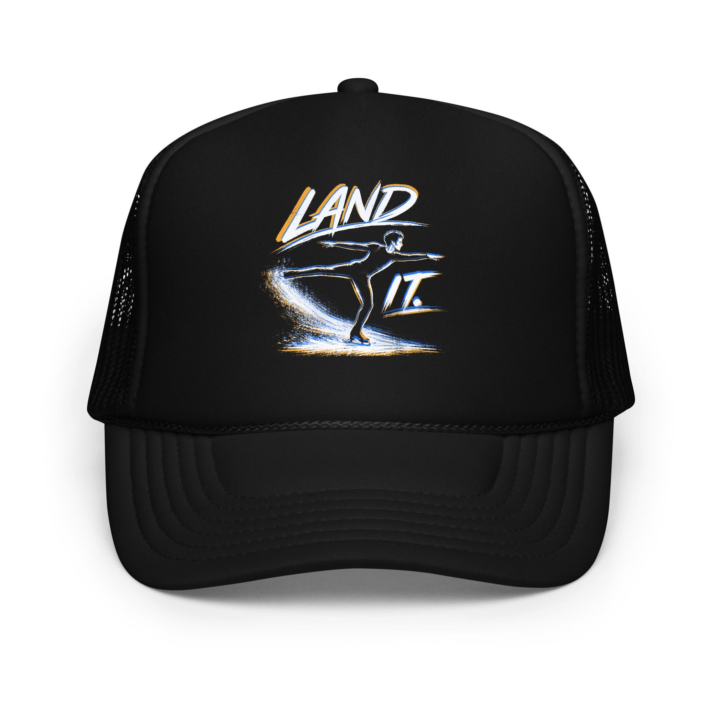 Land It Too Figure Skating Trucker Hat Black