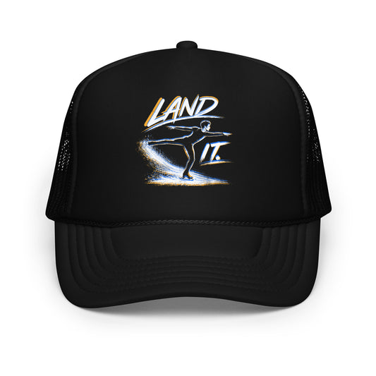 Land It Too Figure Skating Trucker Hat Black