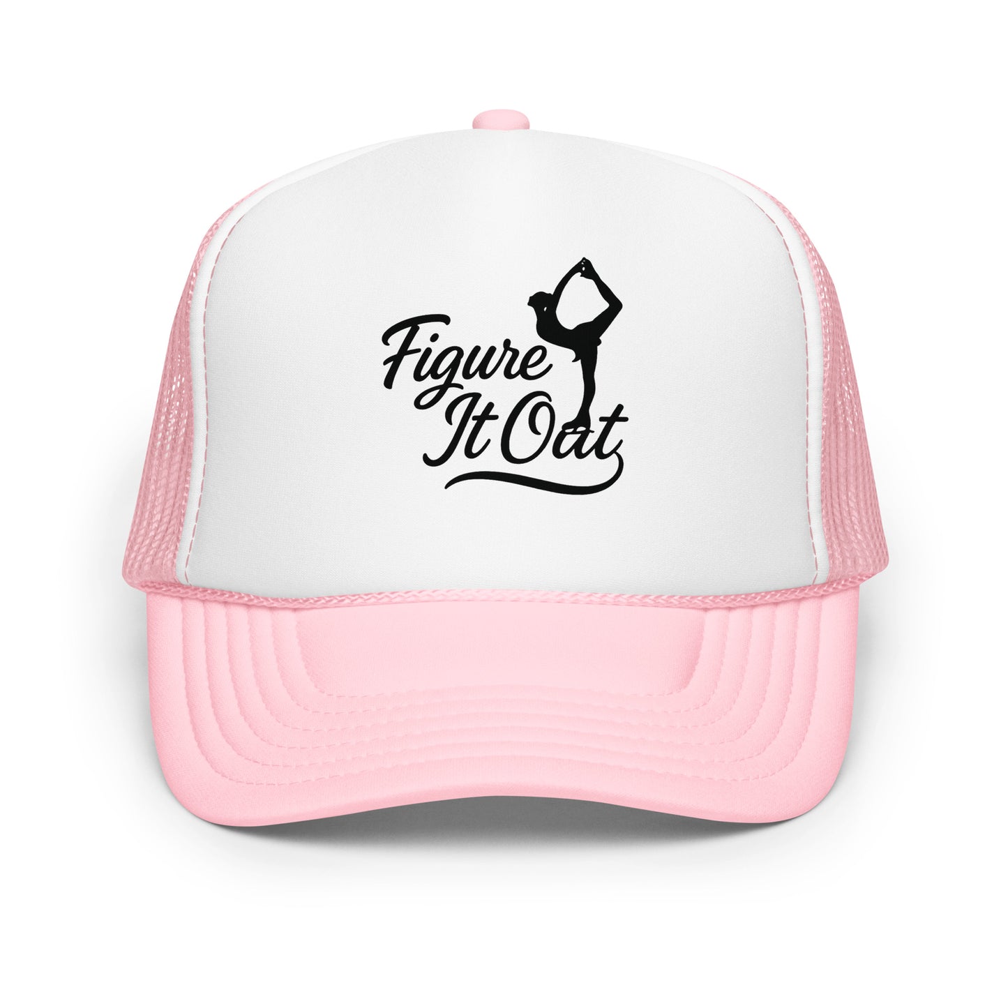 Figure It Out Trucker Hat Light Pink White Light Pink