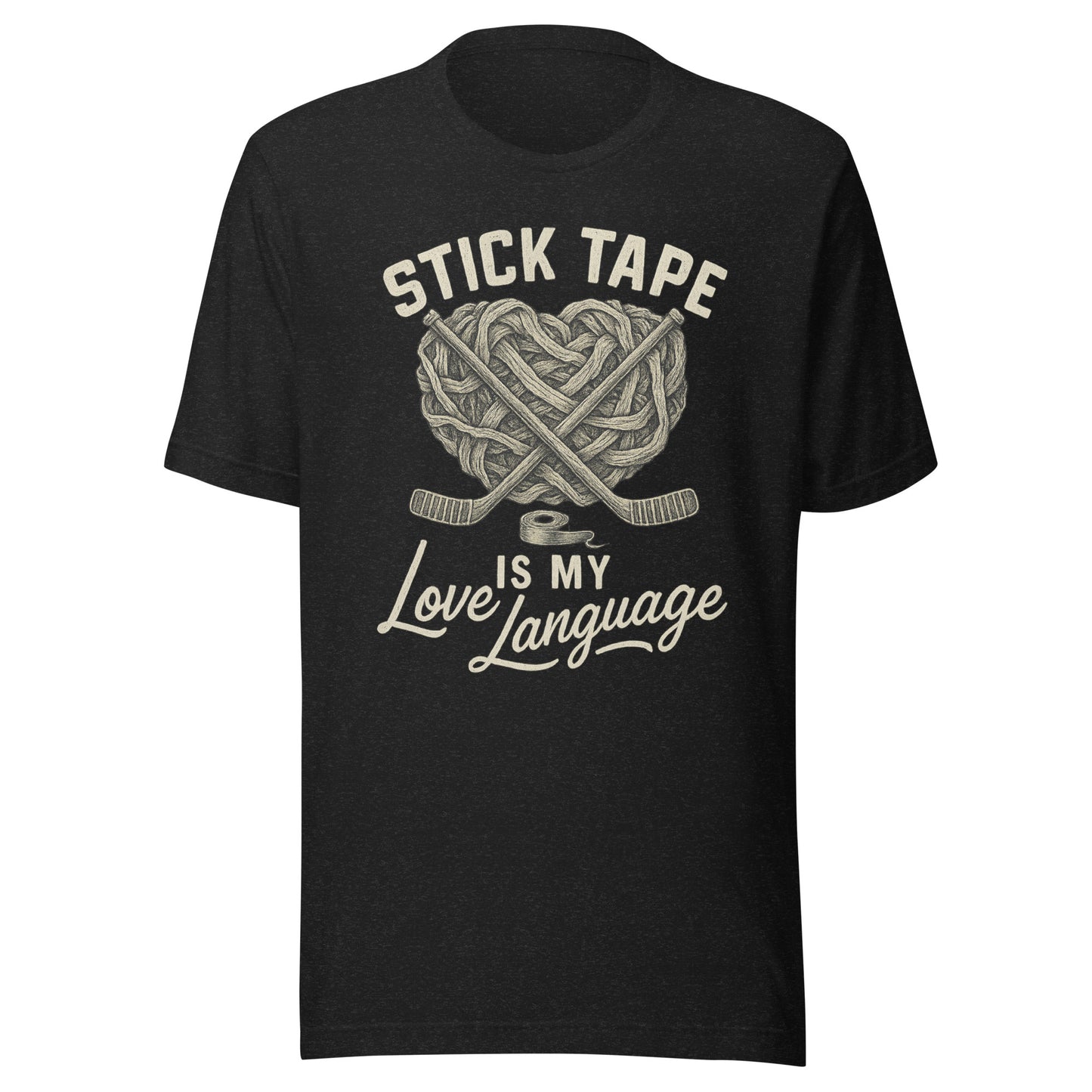 Love Language Hockey T-Shirt (B+C) Black Heather
