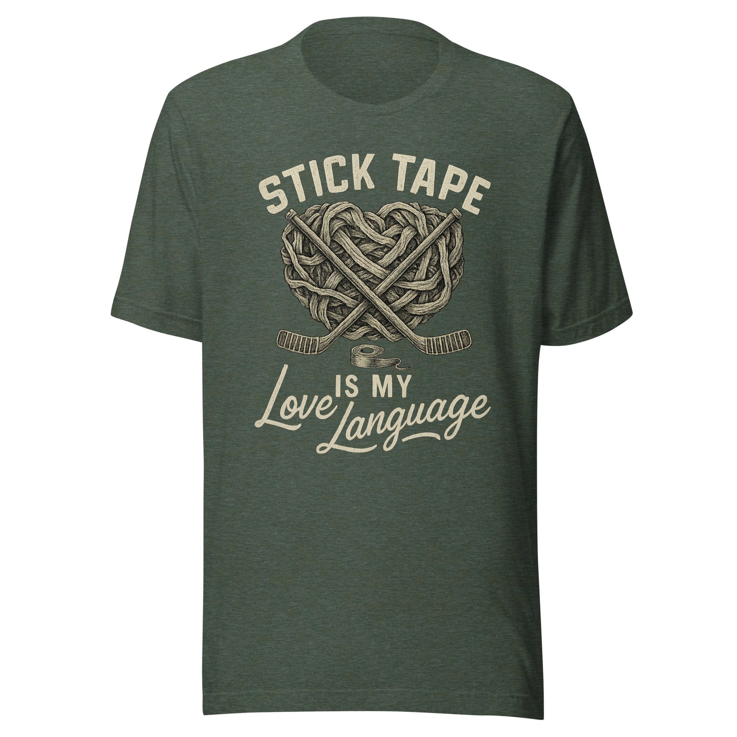 Love Language Hockey T-Shirt (B+C) Heather Forest