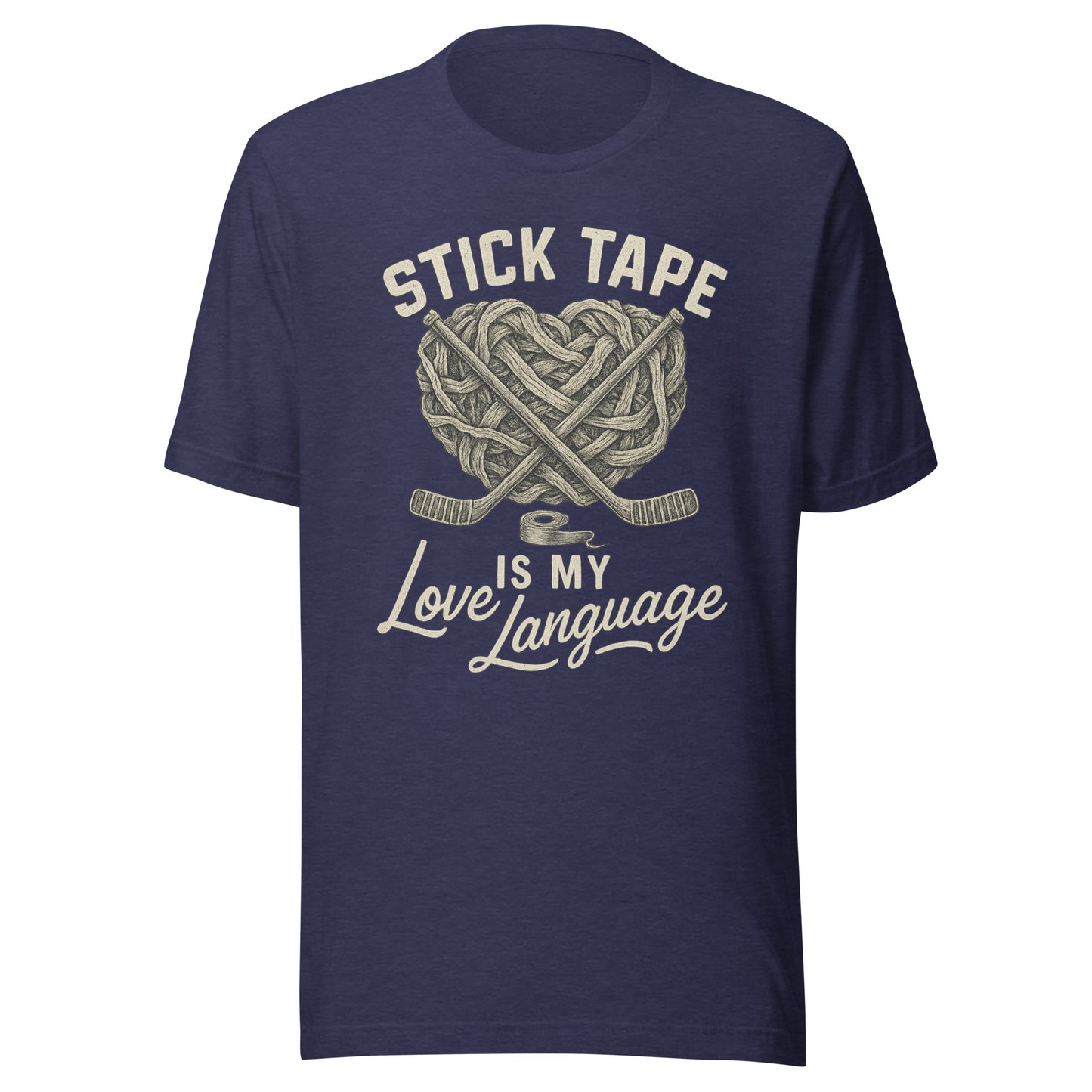 Love Language Hockey T-Shirt (B+C) Heather Midnight Navy