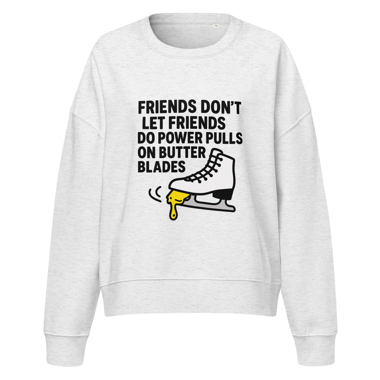 Women's Butter Blades Beware Organic Figure Skating Sweatshirt Cool Heather Grey