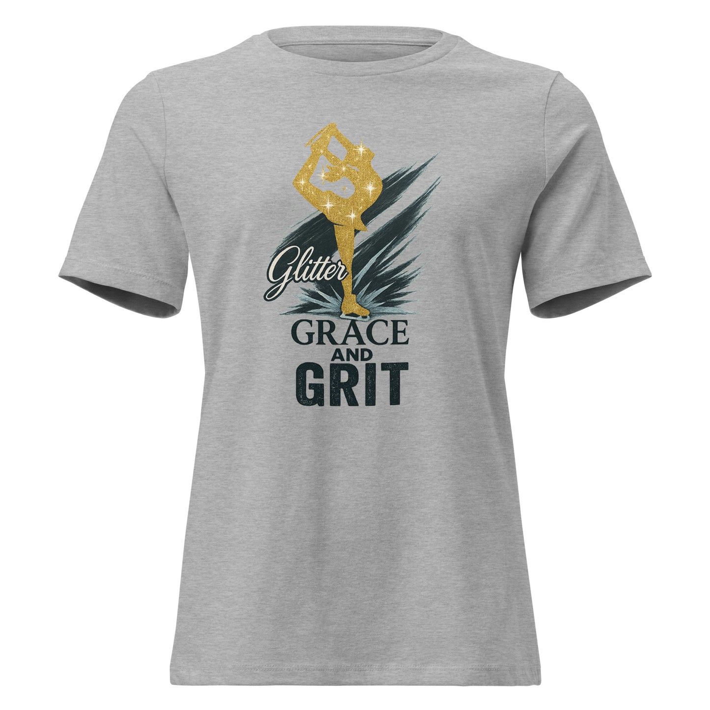 Women's Glitter, Grace & Grit Figure Skating T-Shirt Athletic Heather