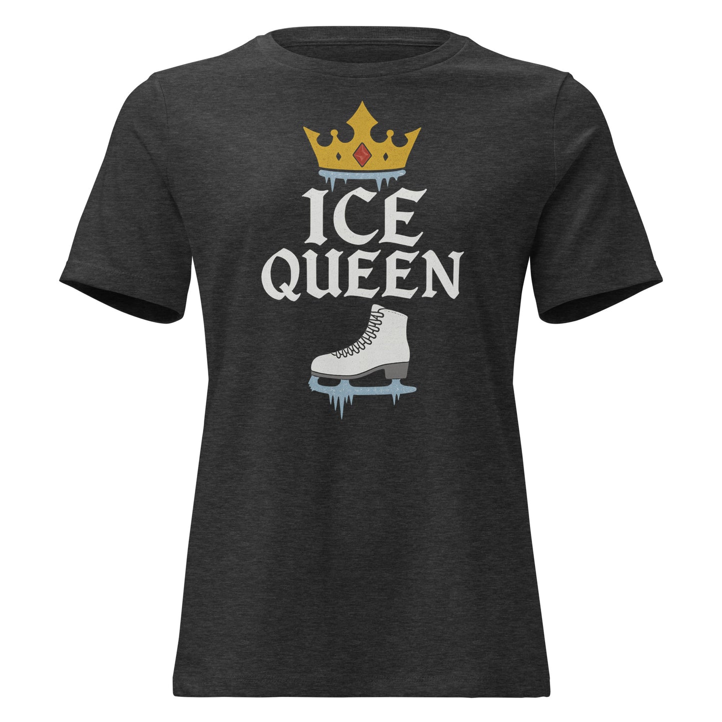 Women's Ice Queen Figure Skating T-Shirt Dark Grey Heather