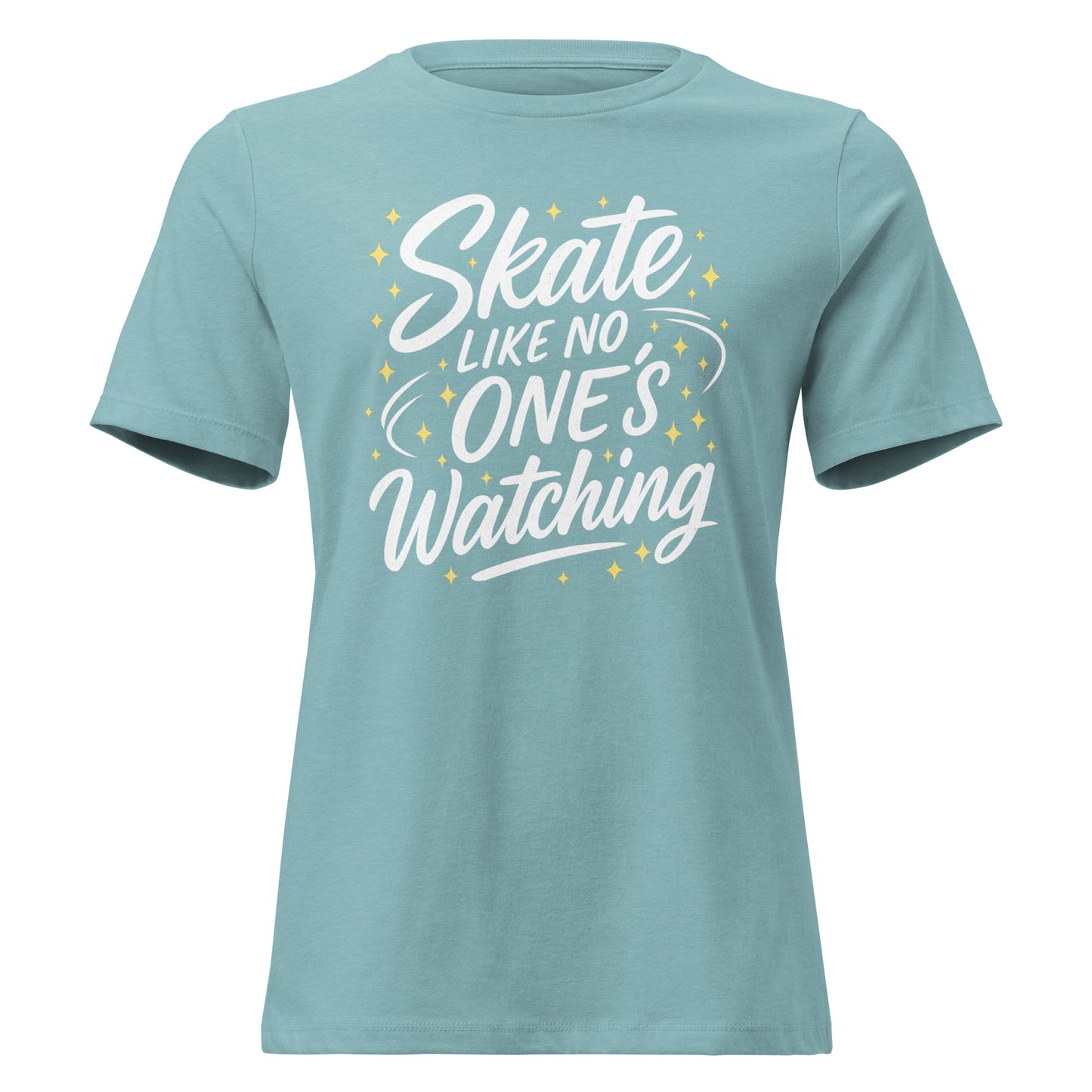 Women's Skate Like No One’s Watching Figure Skating T-Shirt Heather Blue Lagoon
