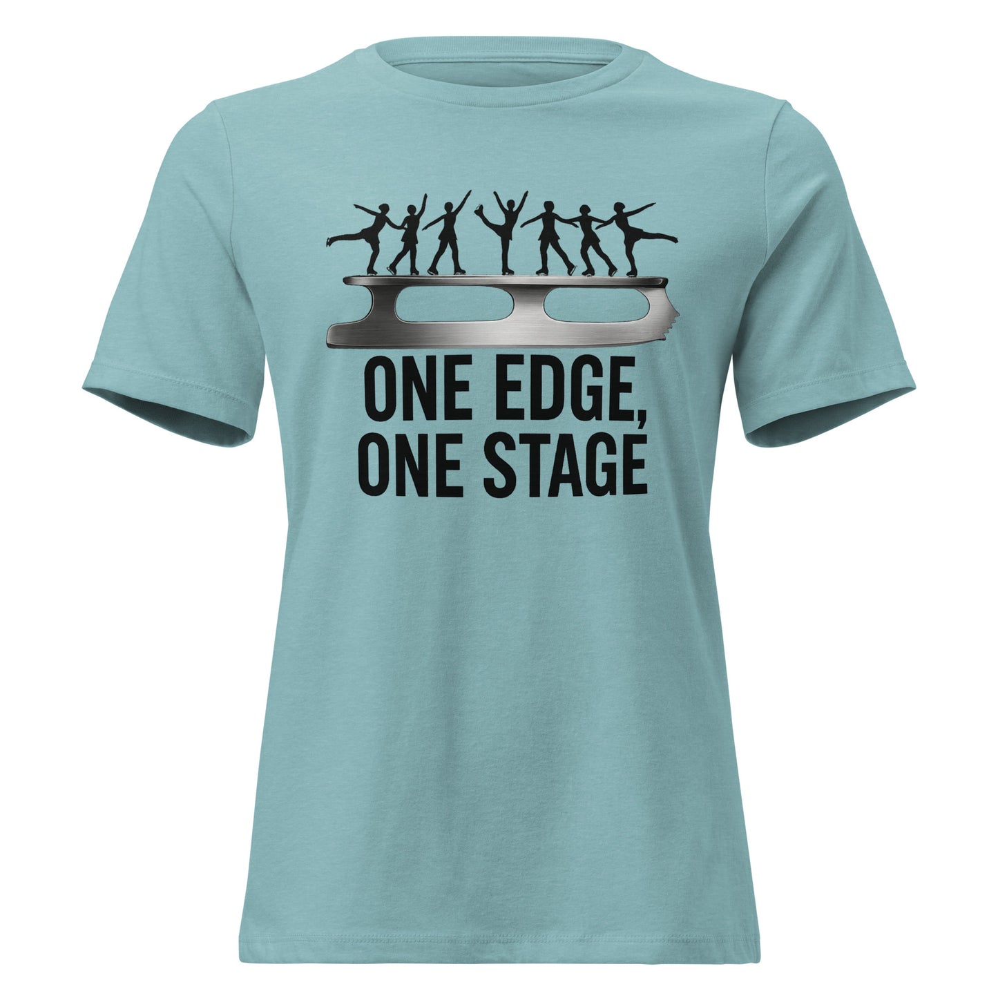 Women's One Stage Figure Skating T-Shirt Heather Blue Lagoon