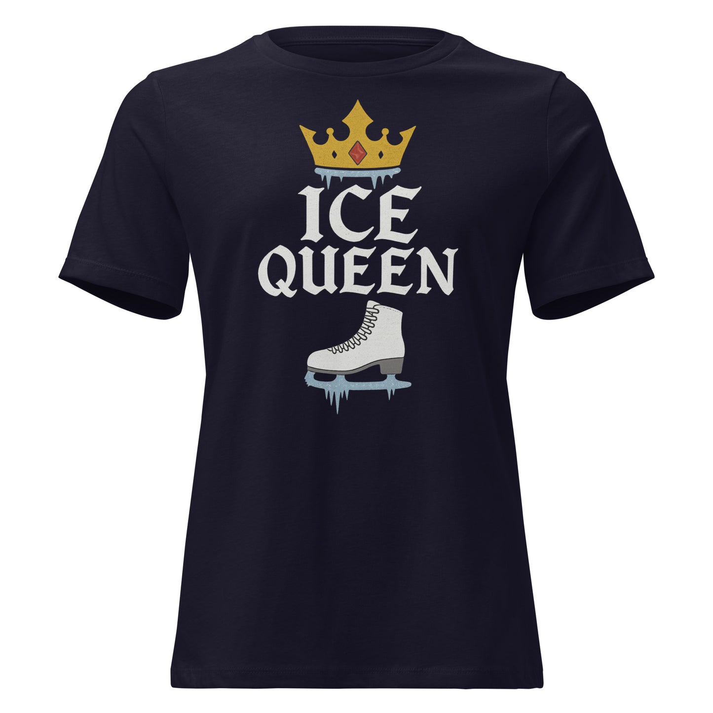 Women's Ice Queen Figure Skating T-Shirt Navy