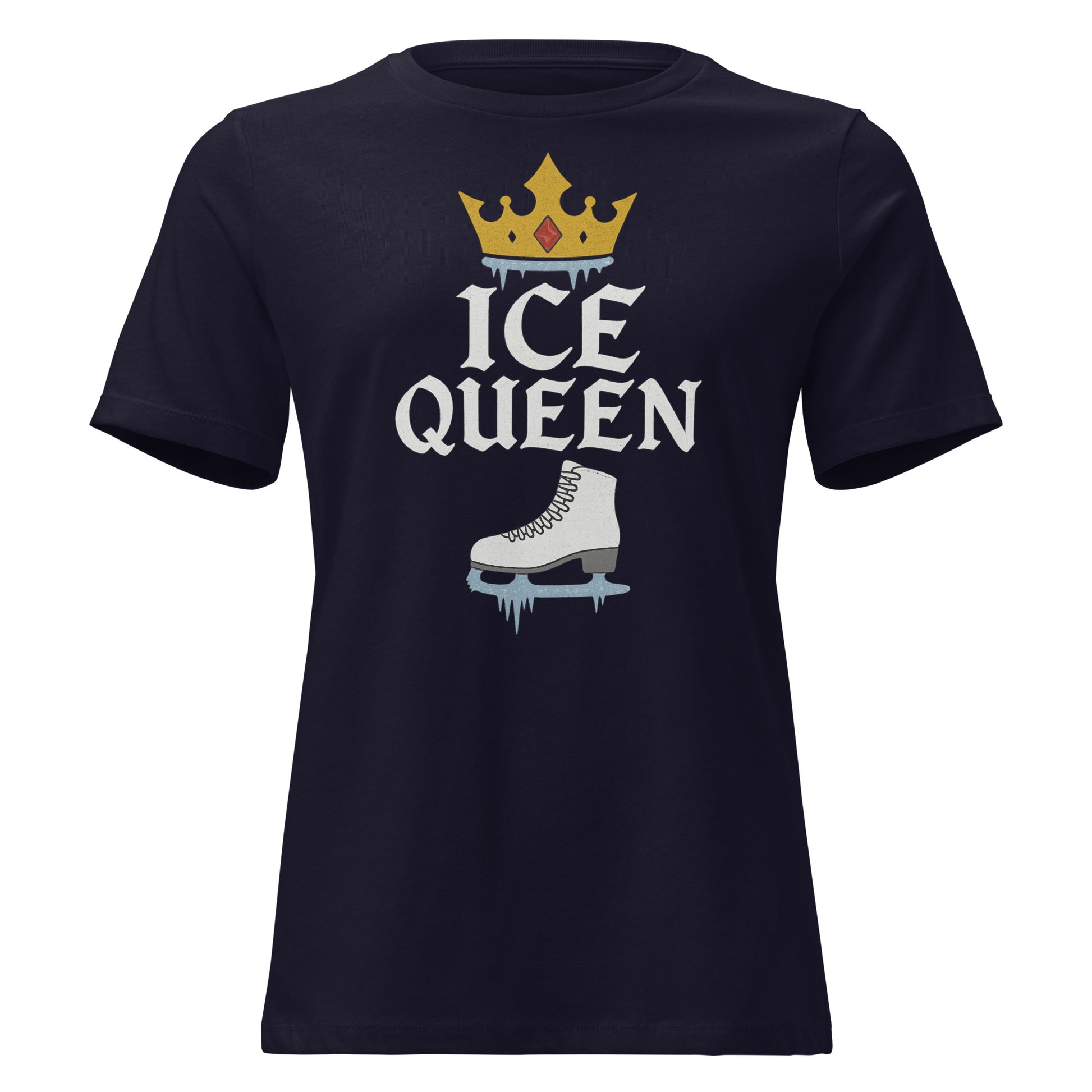 Women's Ice Queen Figure Skating T-Shirt Navy
