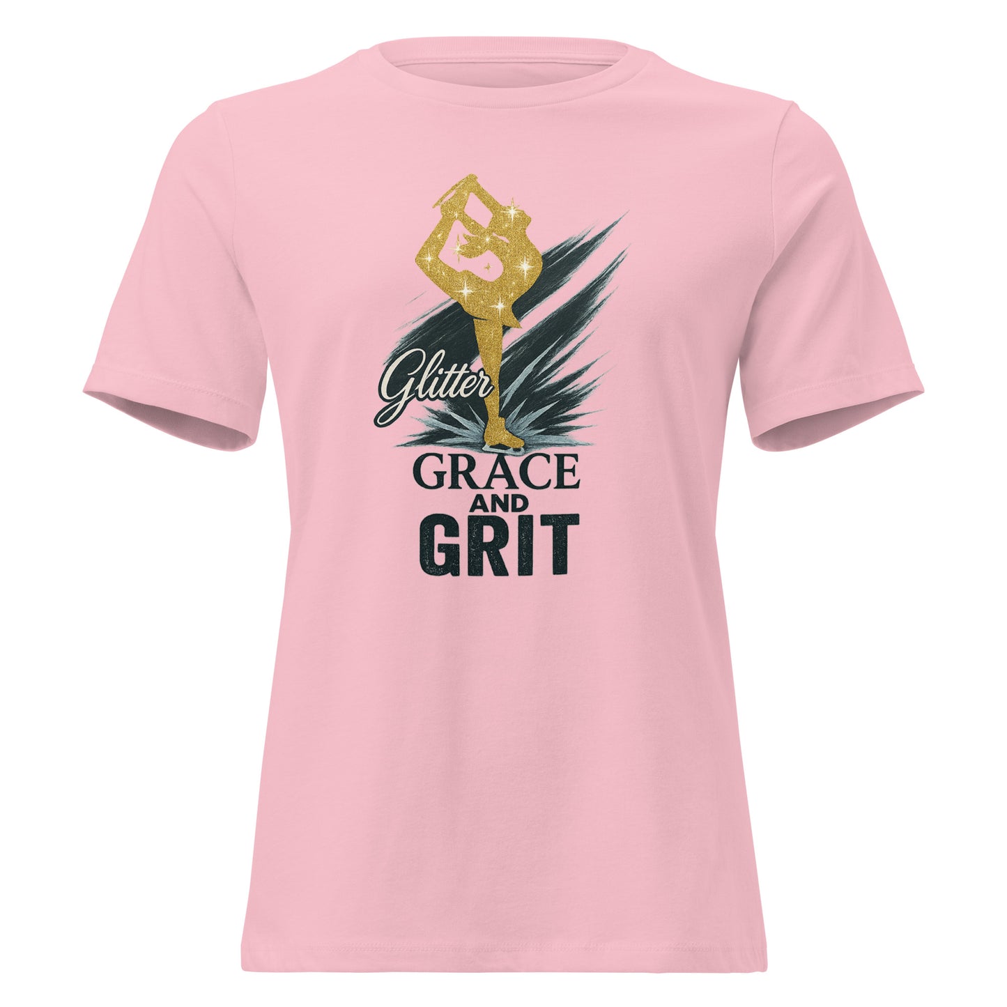 Women's Glitter, Grace & Grit Figure Skating T-Shirt Pink