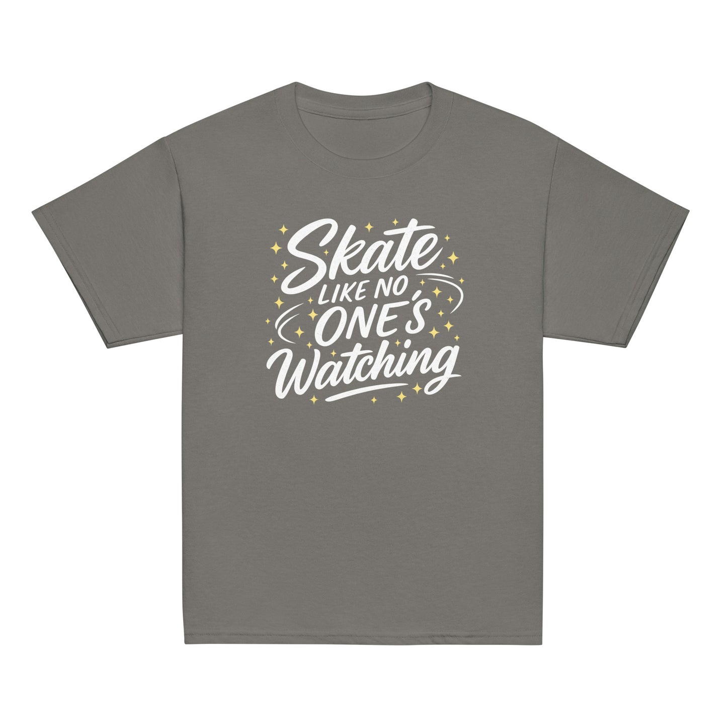 Youth Skate Like No One's Watching Figure Skating T-Shirt Charcoal
