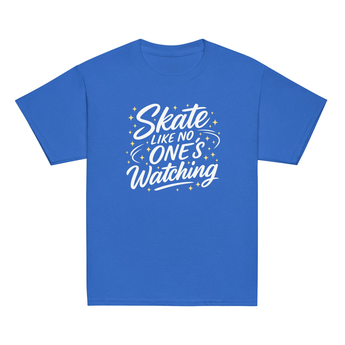 Youth Skate Like No One's Watching Figure Skating T-Shirt Royal